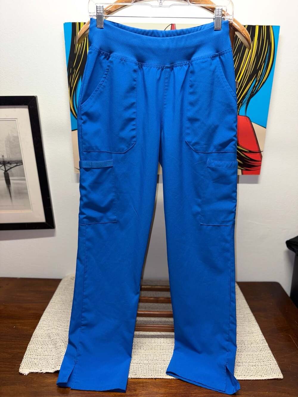 Dickies Cargo Scrub Pants Blue Knit Waistband Medical Uniform